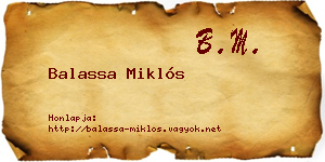 Balassa Miklós névjegykártya